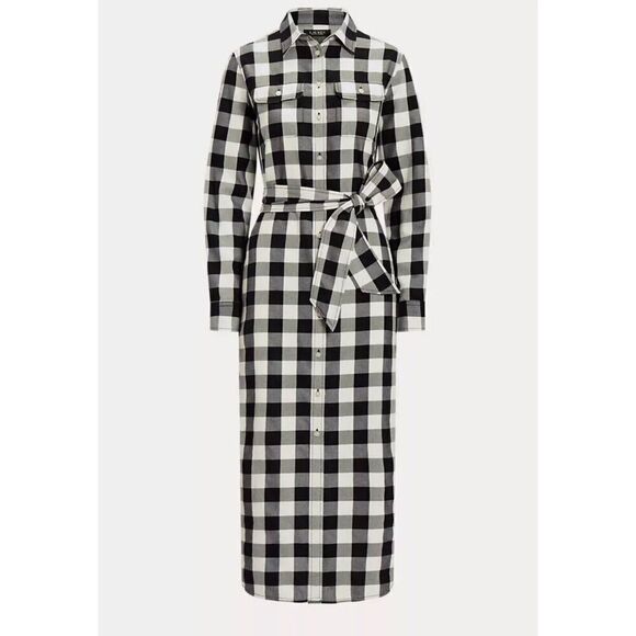 Ralph Lauren Black Label Plaid Belted Buffalo Check Belted Twill Shirtdr… - Picture 1 of 7
